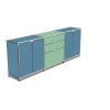 Sideboard System 180 blau-grün B 219 cm