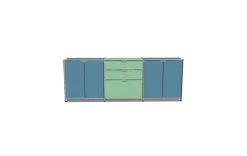 Sideboard System 180 blau-grün B 219 cm