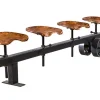 Sitzbank Stahl mit 4 Traktorsitzen kupfer b 230 cm