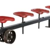 Sitzbank Stahl mit 4 Traktorsitzen rot b 230 cm