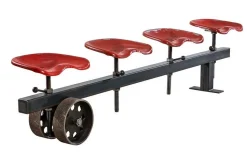 Sitzbank Stahl mit 4 Traktorsitzen rot b 230 cm