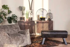 Sitzbank Vintage Leder schwarz B 87 cm