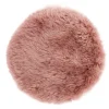 Sitzkissen Lammfell rosa rund