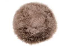 Sitzkissen Lammfell Taupe rund