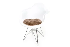 Sitzkissen Lammfell Taupe rund
