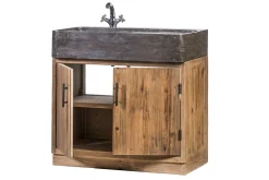 Spülbecken mit Unterschrank Nantes 2 türig recycletes Kiefernholz