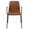 Stapelstuhl Maverick mit Arm Leder braun