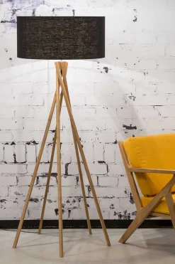 Stehlampe Kilimanjaro Bambus Textil schwarz