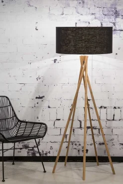 Stehlampe Kilimanjaro Bambus Textil schwarz
