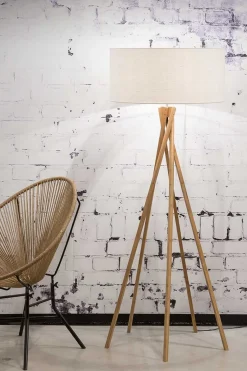 Stehlampe Kilimanjaro Bambus Textil weiss