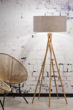 Stehlampe Kilimanjaro Bambus Textil hellgrau