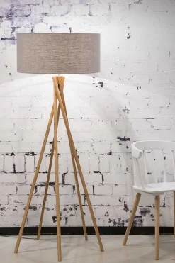 Stehlampe Kilimanjaro Bambus Textil hellgrau