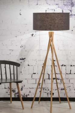 Stehlampe Kilimanjaro Bambus Textil grau