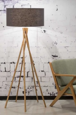 Stehlampe Kilimanjaro Bambus Textil grau