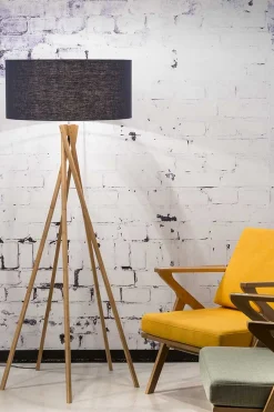 Stehlampe Kilimanjaro Bambus Textil blau