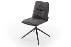 Stuhl Efendi Leder-Stoff Mix schwarz-sand Drehgestell Aluguss