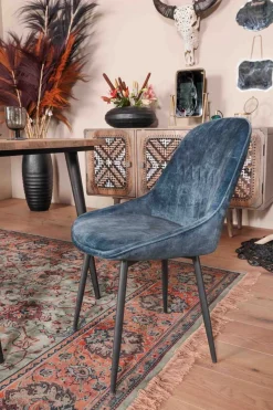 Stuhl JUL Samt Vintage blau