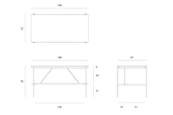 Teakholztisch Oscar Metall B 140 cm