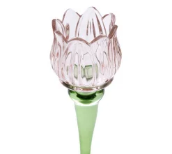 Teelicht auf Fuss rosa grün