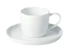 Teetasse mit Untersetzer Porcelino weiß