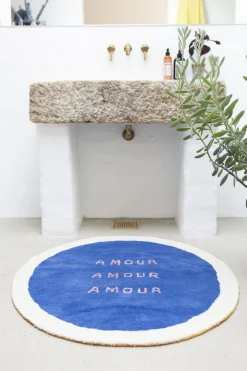 Teppich Amour rund blau