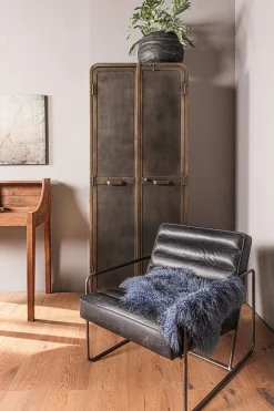 Tibetanisches Lammfell blau B 80 cm