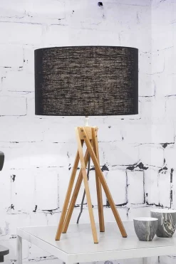 Tischlampe Kilimanjaro Bambus Textil schwarz