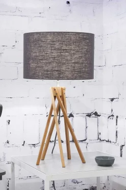 Tischlampe Kilimanjaro Bambus Textil grau