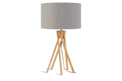 Tischlampe Kilimanjaro Bambus Textil hellgrau