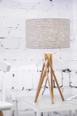 Tischlampe Kilimanjaro Bambus Textil hellgrau