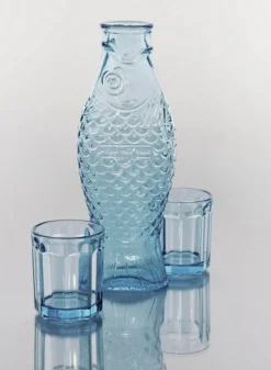 Trinkglas Fish & Fish blau H 9 cm