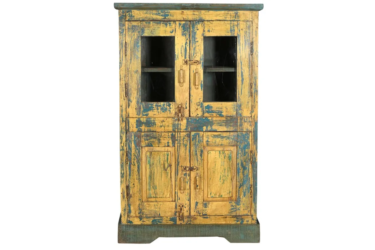 Vitrinenschrank Vintage gelb