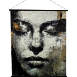 Wandbild Face schwarz gold H 145 cm