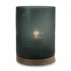 Windlicht Aran auf Holzfuß smoke XL