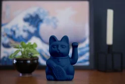 Winkekatze Lucky Cat matt dunkelblau