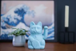 Winkekatze Lucky Cat matt hellblau