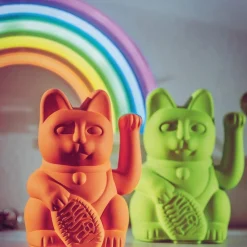 Winkekatze Lucky Cat neonorange matt