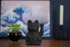 Winkekatze Lucky Cat schwarz matt