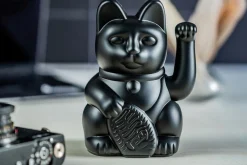 Winkekatze Lucky Cat schwarz matt