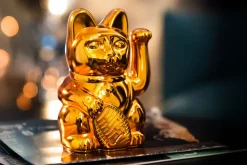 Winkekatze Lucky Cat shiny kupfer